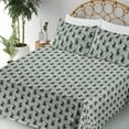 thumbnail image 3 of Ambesonne Cat Fitted & Flat Sheet with Shams 4 Pcs Set, Ivy Branches Art Kitty Pattern, Queen, Sage Green and Dark Blue, 3 of 5