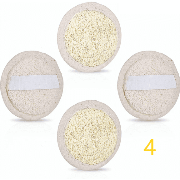 4 Pack Natural Loofah Sponge Exfoliating Face Pads - Facial Body Scrubbers Pad - When Bath Shower and Spa - Loofa Sponges Brush Scrub - Bulk Loofahs Scrubber - Cleansing Skin For Women and Men