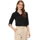 thumbnail image 1 of Blusa de trabajo Allegra K para mujer cuello de solapa cuello en V manga 3/4 enrollable Negro M, 1 of 5