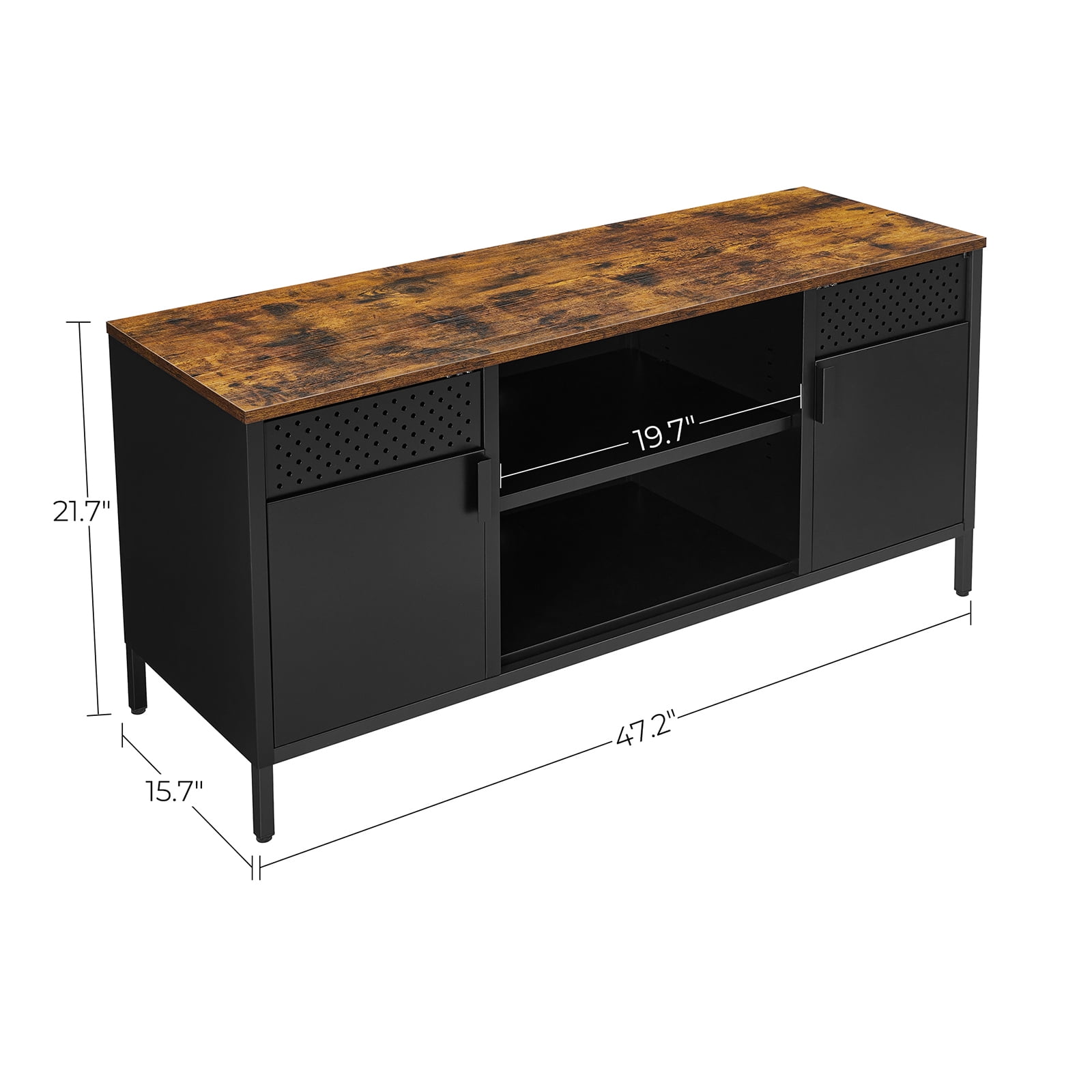 SONGMICS HOME, TV Cabinet for TV up to 55 Inches, TV Console with Doors, 3 Adjustable Shelves