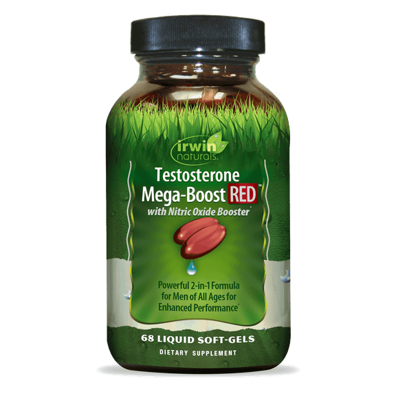 Irwin Naturals Testosterone Mega-Boost RED – 60 Liquid Soft-Gels – Advanced Male Vitality & Nitric Oxide Support