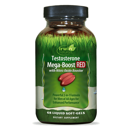 Irwin Naturals Testosterone Mega-Boost RED – 60 Liquid Soft-Gels – Advanced Male Vitality & Nitric Oxide Support