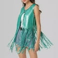 thumbnail image 3 of APEXFWDT Sequin Fringe Vest Jackets for Women Sparkly Shiny Glitter Tops Cowgirl Disco Tassel Cardigan Sleeveless Western Outfit Mint Green S, 3 of 4