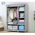 thumbnail image 3 of Portable Closet, Kvago Wardrobe Closet for Hanging Clothes with Hanging Rods, 5 Clothes Storage Organizer Shelves, Gray Closet, Quick and Easy to Assemble, 3 of 8