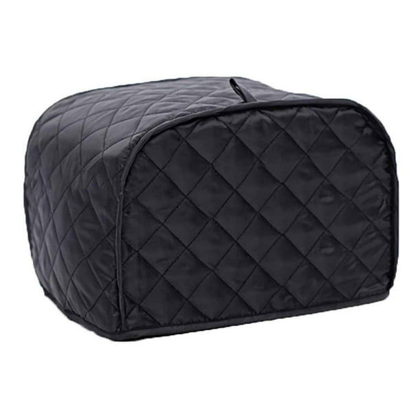 Funda para tostadora de 4 rebanadas, funda para electrodomésticos pequeños de cocina, protección contra huellas dactilares y grasa, tostadora de poliéster lavable a máquina (negra)