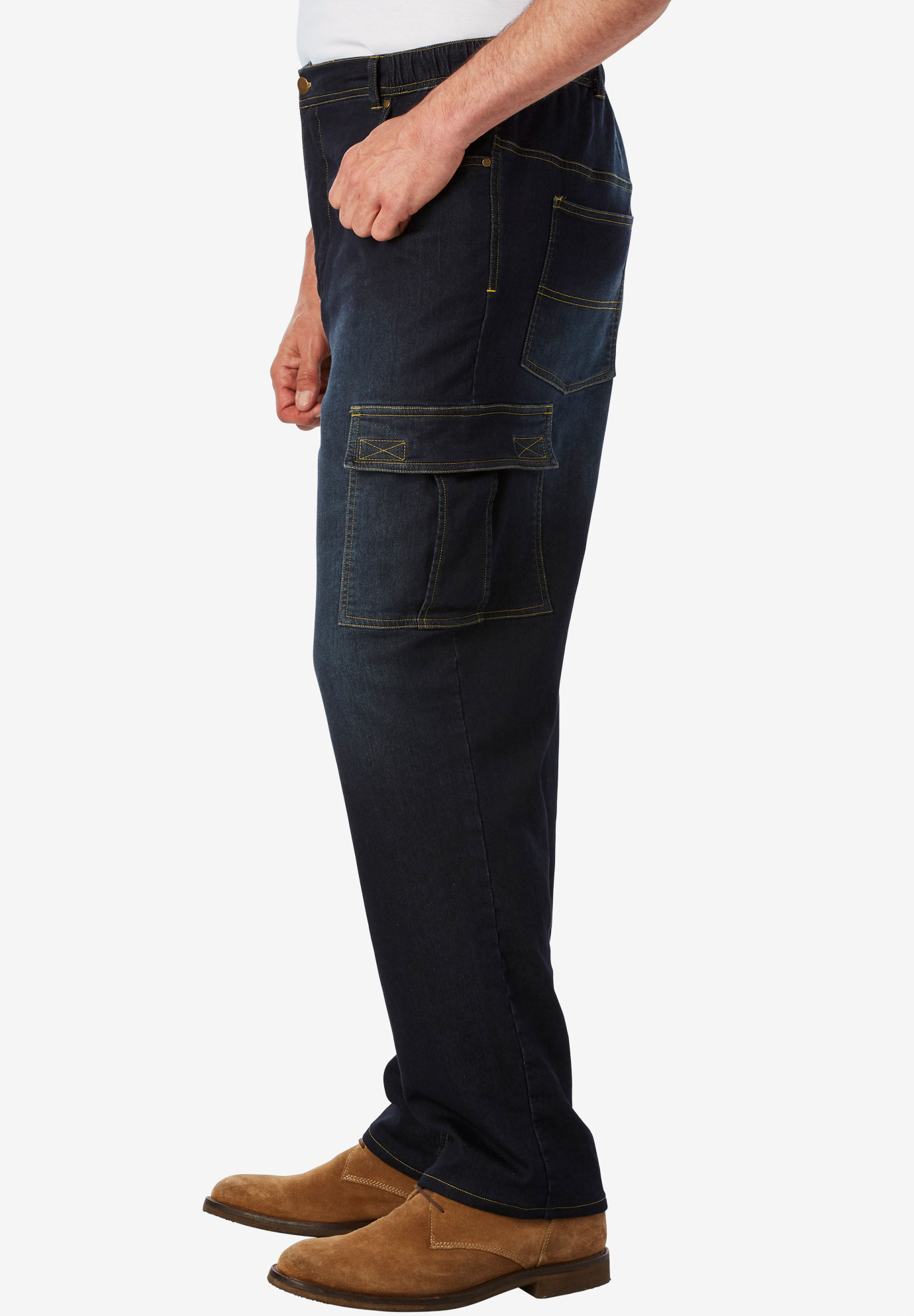Kingsize Men's Big & Tall Relaxed Fit Cargo Denim Look Sweatpants Jeans - image 4 of 6