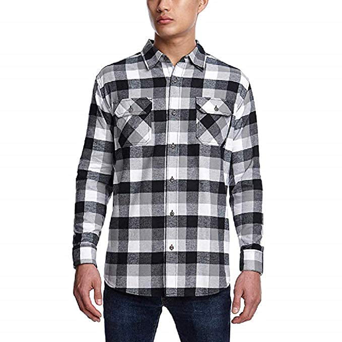 Weatherproof Vintage Men's Lightweight Plaid Flannel Shirt (Black/Gray ...