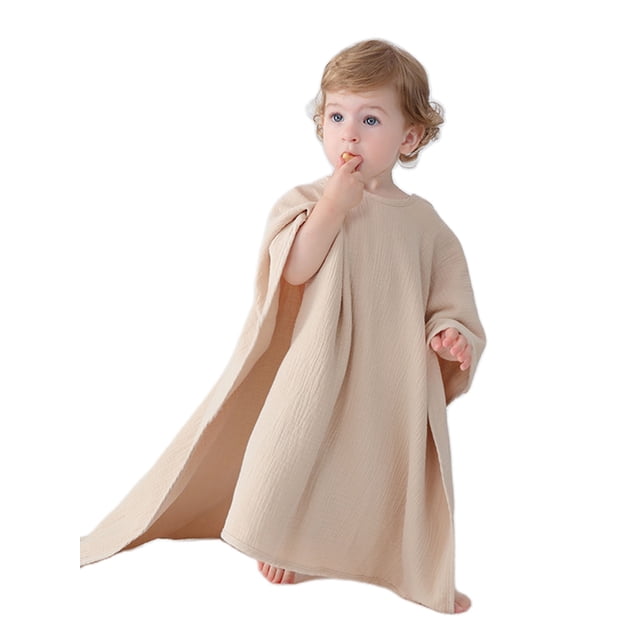 xiaxaixu Toddler Boy Girl Cloak Bathrobe Solid Color Bat Sleeve Hooded Towel Loose Breathable Robe