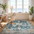 thumbnail image 3 of Design&I 8'x10' Washable Area Rug Vintage Front Distressed Scrollwork Border Door Entrance Throw for King Size Bedroom, Under Bed, Sleek Flatweave Pet Friendly, 3 of 7