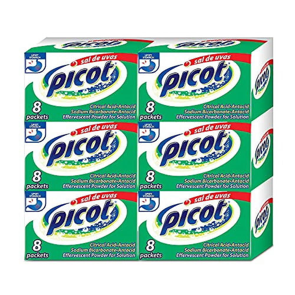 Sal de Uvas Picot, Effervescent Powder Solution, Antacid, 0.17 Oz, 6-Pack of 8 Antacid Sachets, 6 Boxes