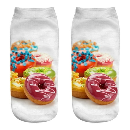 

Yinguo Women 3PC Socks Digital Printing Donut Fashion Casual Personalized Socks