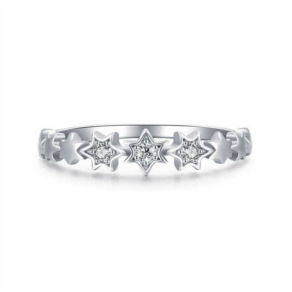 Half Eternity Minimal Star Shape Ring For Women Birthday Gifts 1.5 Ct Diamond 14K White Gold Over