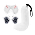 thumbnail image 1 of Orejas y cola de zorro para cosplay para mujeres y niñas, accesorios de cosplay, disfraz de Halloween de peluche blanco rosa, 1 of 9