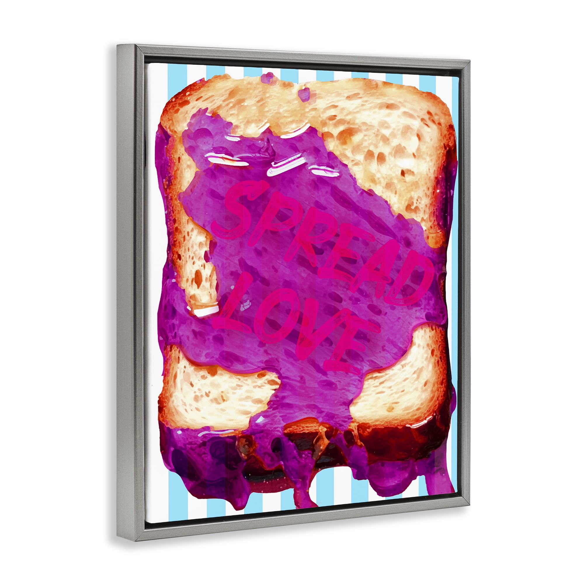 Stupell Industries Spread Love Toast Food & Beverage Painting Gray Floater Framed Art Print Wall Art, 17 x 21
