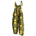 thumbnail image 3 of QATAINLAV Womens Overalls Wide Leg Jumpsuits Cute Mushroom Print Rompers Casual Loose Straps Jumpers with Pockets Summer Sleeveless Linen One Piece Pants, Green, L, 3 of 5