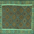 thumbnail image 1 of Ahgly Company Machine Washable Indoor Square Southwestern Turquoise Blue Country Area Rugs, 6' Square, 1 of 4