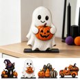 thumbnail image 2 of Halloween Wooden Desktop Ornament, Cute Black Cat Ghost Pumpkin Truck Table Sign, Gothic Tabletop Standee Tiered Tray Decor for Holiday Desk Party Shelf Farmhouse, 2 of 7