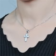 thumbnail image 4 of X-Shaped Opal Cross Necklace - Plated White Opal Pendant with Adjustable Chain, 19.69in Women's Elegant Jewelry, 4 of 5
