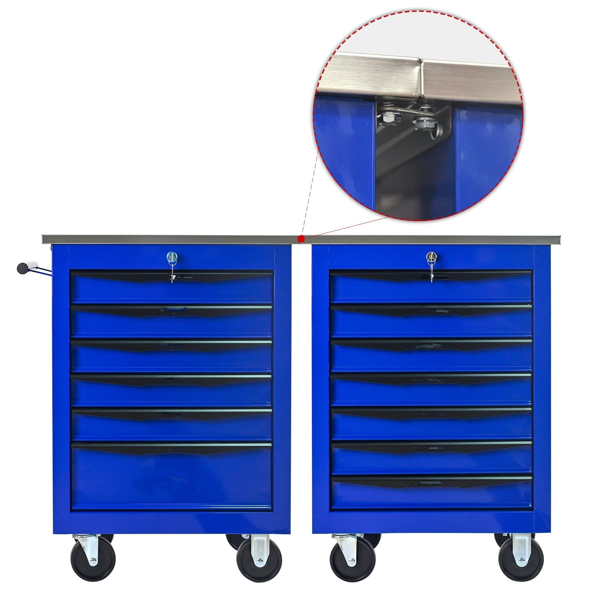 6 Drawers Tool Cart on Wheels,Lockable Multifunctional Metal Rolling Tool Chest
