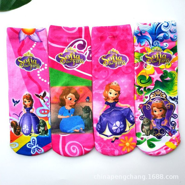 4 pares Disney Frozen Elsa Blancanieves princesa niños niñas calcetines niños dibujos animados Anime estampado algodón tubo calcetines 2-10 Y2-5Year Gao Jinjia LED