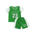 thumbnail image 5 of Nyeemya Kids Sports T-Shirt with Shorts Set Boys Girls Basketball Football Jersey Outfit Summer Green 120, 5 of 7
