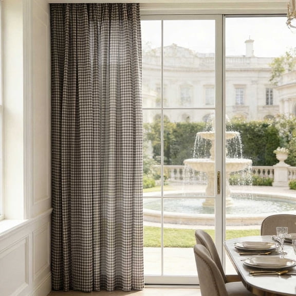 Brown Plaid Curtains Semi Blackouts Window Curtains For Bedroom Living Room Soft Minimalists Drapes Home Window Treatments Panels,L