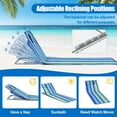 thumbnail image 3 of ZYPPP Beach Chairs, Folding Tanning Lounge Chairs with Table Set, Adjustable Patio Floor Chair, Outdoor Sunbath Chair with Desk, Pillow & Storage Bag for Outside, Patio, Poolside (Blue Stripe), 3 of 9