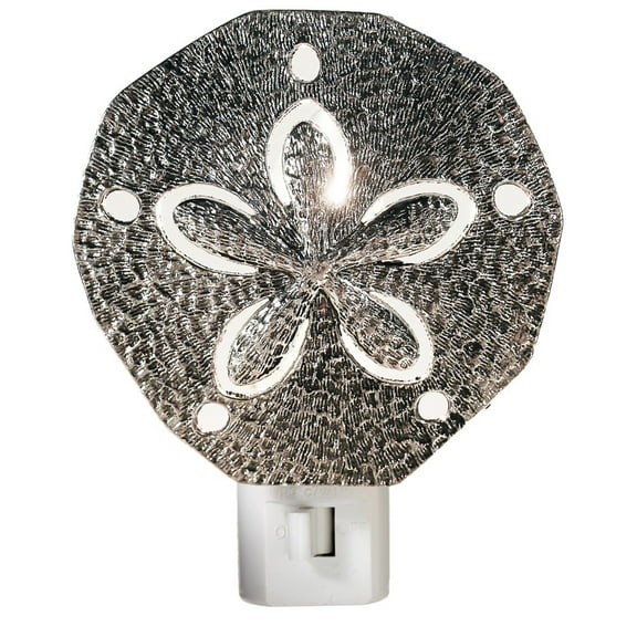Diva At Home LED Silver Metal Sea Sand Dollar Night Lights - 4” - Set of 4