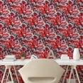 thumbnail image 2 of Ambesonne Floral Peel & Stick Wallpaper for Home, Red Flowers Oversimplified, 13"x100", Scarlet Hunter Green and Grey, 2 of 5