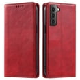 thumbnail image 2 of Mantto Flip Wallet Case for Samsung Galaxy S21, for Women Men, Magnetic Closure Folio Cover with Credit Card Holder Slots, Shockproof Durable PU Leather Kickstand Phone Case,Red, 2 of 8