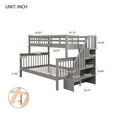 thumbnail image 4 of SESSLIFE Wood Bunk Bed with Staircase, Gray Twin Over Full Bunk Beds, Bunk Bed with Storage Shelves and Full Length Guardrail, No Box Spring Required, TE1332, 4 of 10