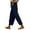 Blue, variant on Women's Solid Color Elastic Waist Loose Side Button Casual Pants, Straight Leg Trousers with Pockets, Versatile Nine-Point Design