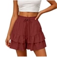 thumbnail image 3 of yillto Womens Shorts High Smock Waist Ruffle Hem Flowy Short Skirt Casual Summer Mini Skirt Outfits, 3 of 7