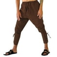 thumbnail image 4 of Lohuatrd Men Pants Vintage Pirate Pants Men Viking Cosplay Elastic Waist Renaissance Medieval Gothic Cropped Pants Pirate Costume Trouser Men Clothes, 4 of 8
