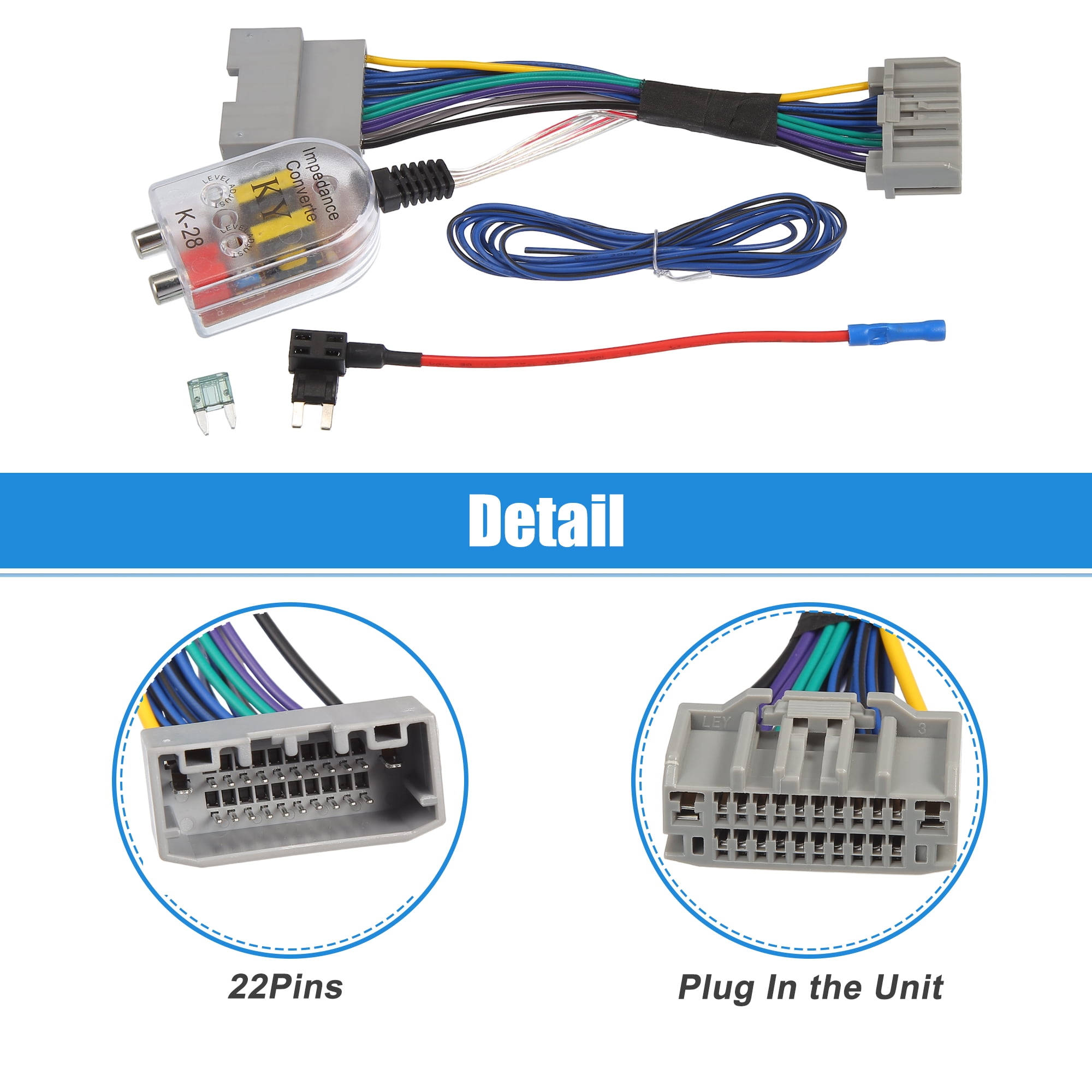 Unique Bargains Radio Amp Subwoofer Amplifier Plug Play Wire Harness Adapter