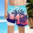 thumbnail image 2 of PRfgtbd Summer Boys Beach Shorts Lightweight Breathable Swim Trunks With Compression Liner Swimwear With Tropical Print Kids Bathing Suit 9-10 Years, 2 of 4