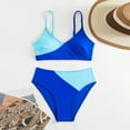thumbnail image 6 of Sngxgn Bikini Set for Women Two Piece Swimsuit High Waisted V Neck Ruched Front Wide Straps(Blue,L), 6 of 9
