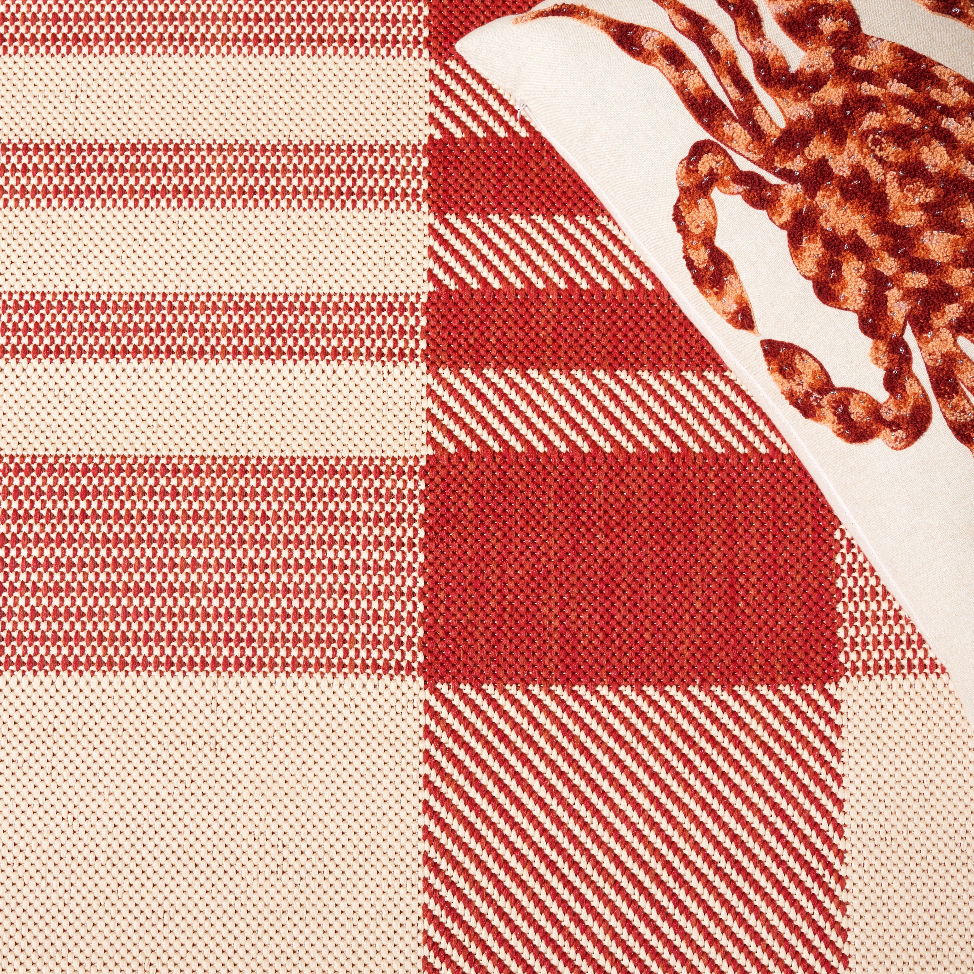 Safavieh Courtyard Benjamin Plaid Indoor/Outdoor Area Rug, Red/Bone, 2'7" x 2'7" Square