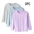 thumbnail image 2 of SHTXOZHI 3 Pack Boys Girls Shirts Long Sleeve Crewneck Basic T-Shirts Kids Tops Tees 1-15 Years, 2 of 7
