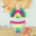 thumbnail image 5 of Povozer Girl's Cute Two Piece Swimsuit V Neck Spaghetti Strap Wireless Bikini Set (Green, 7-8 Years), 5 of 5