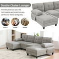 thumbnail image 5 of Villeston U-shaped Sectional Sofa 103.5" Chenille Fabric Couch with Dual Chaise Lounges, Storage Pockets and Armrest Pillows for Living Room,Gray, 5 of 8