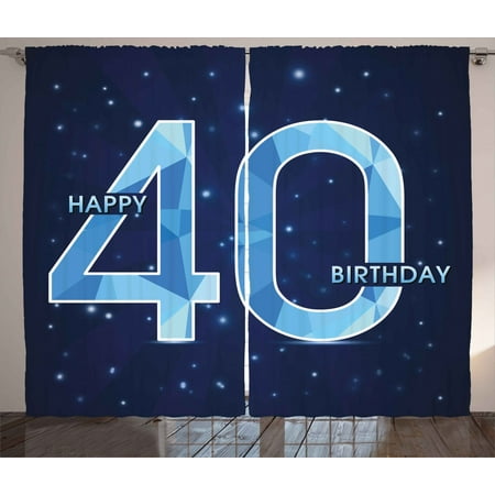 40th Birthday Decorations Curtains 2 Panels Set Abstract Modern