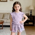 thumbnail image 2 of biudgviw Toddler Girl Clothes Kids Ruffle Sleeveless Tops and Bow Trim Shorts Set with Side Drawstring Cute Two Piece Outfits, 2 of 6