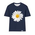 thumbnail image 4 of Blouses à Col Rond pour Femmes T-Shirts à Manches Courtes Haut à Imprimé de Marguerites, 4 of 4