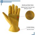 thumbnail image 2 of 2 pares de guantes de trabajo de cuero de vaca con palma reforzada para hombres y mujeres, guante ajustable para la muñeca para conductor, construcción, trabajo en el jardín, jardinería Feliz Sencillez, 2 of 4