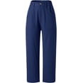 thumbnail image 4 of Simple Series Solid Color Casual Pant for Women Zipper Button Elastic Waist Pants Comfy Straight Pants with Side Pocket, 4 of 8