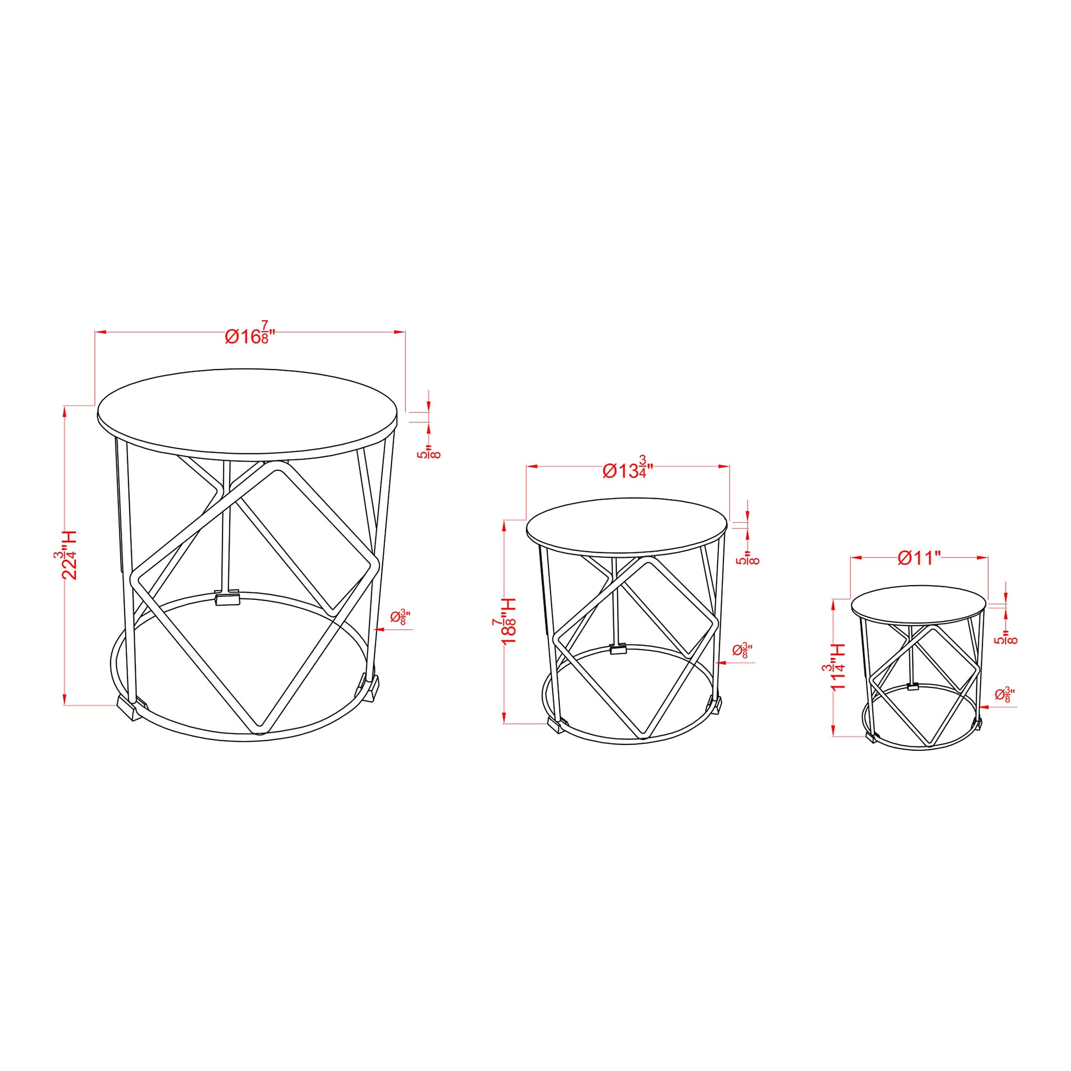 Furniture of America Melmar 3-Piece Nesting Tables, White