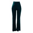 thumbnail image 6 of XFLWAM Velvet Flare Pants for Women High Waisted Casual Business Long Pants Bell Bottom Front Seam Slacks Green M, 6 of 9