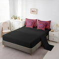 thumbnail image 5 of Manfei Bohemian Mandala Bedding Comforter Set 7 Pieces for Girls Women, Hippie Floral Flower Queen Bedding Sets, Red Purple Queen Sheet Sets, Luxury Bedroom Decor, 5 of 8