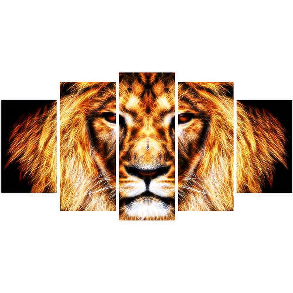 Design Art Hear Him Roar Lion Art on Canvas, 5 Panels, 60" x 32"